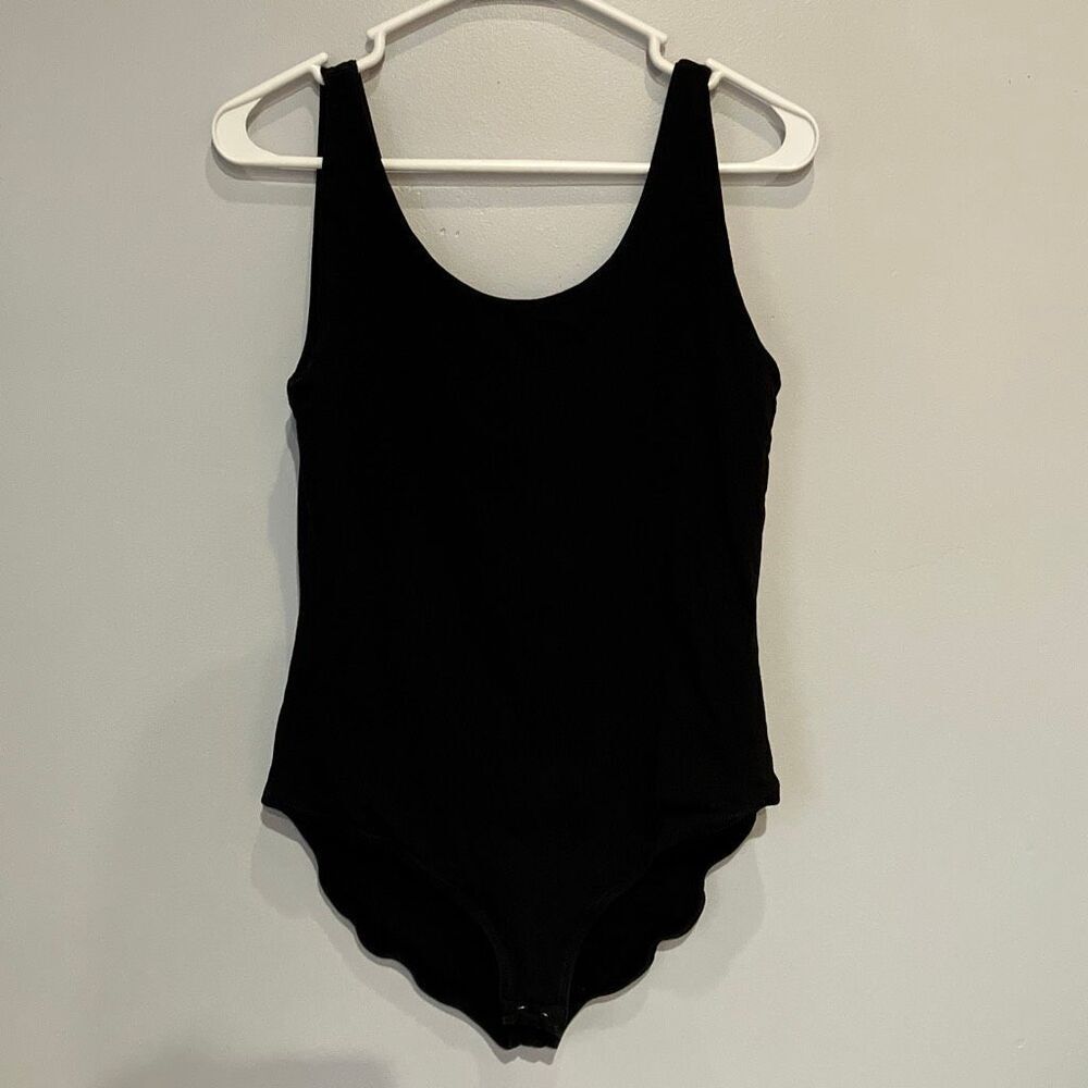 Pact Black Scoop Neck Snap Closure Minimalist Bodysuit Large #778 - Picture 3 of 6